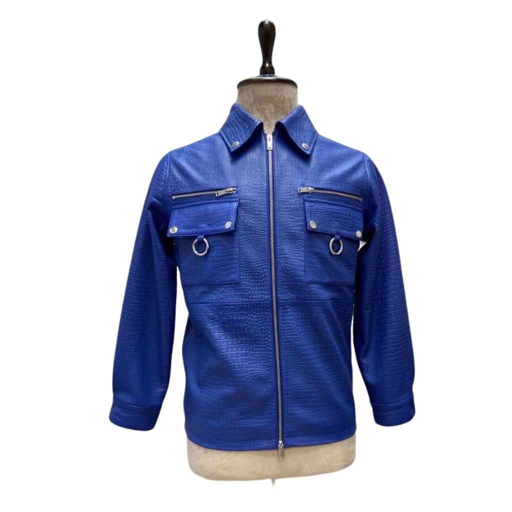 Leather Croco shirt with Detachable Hood