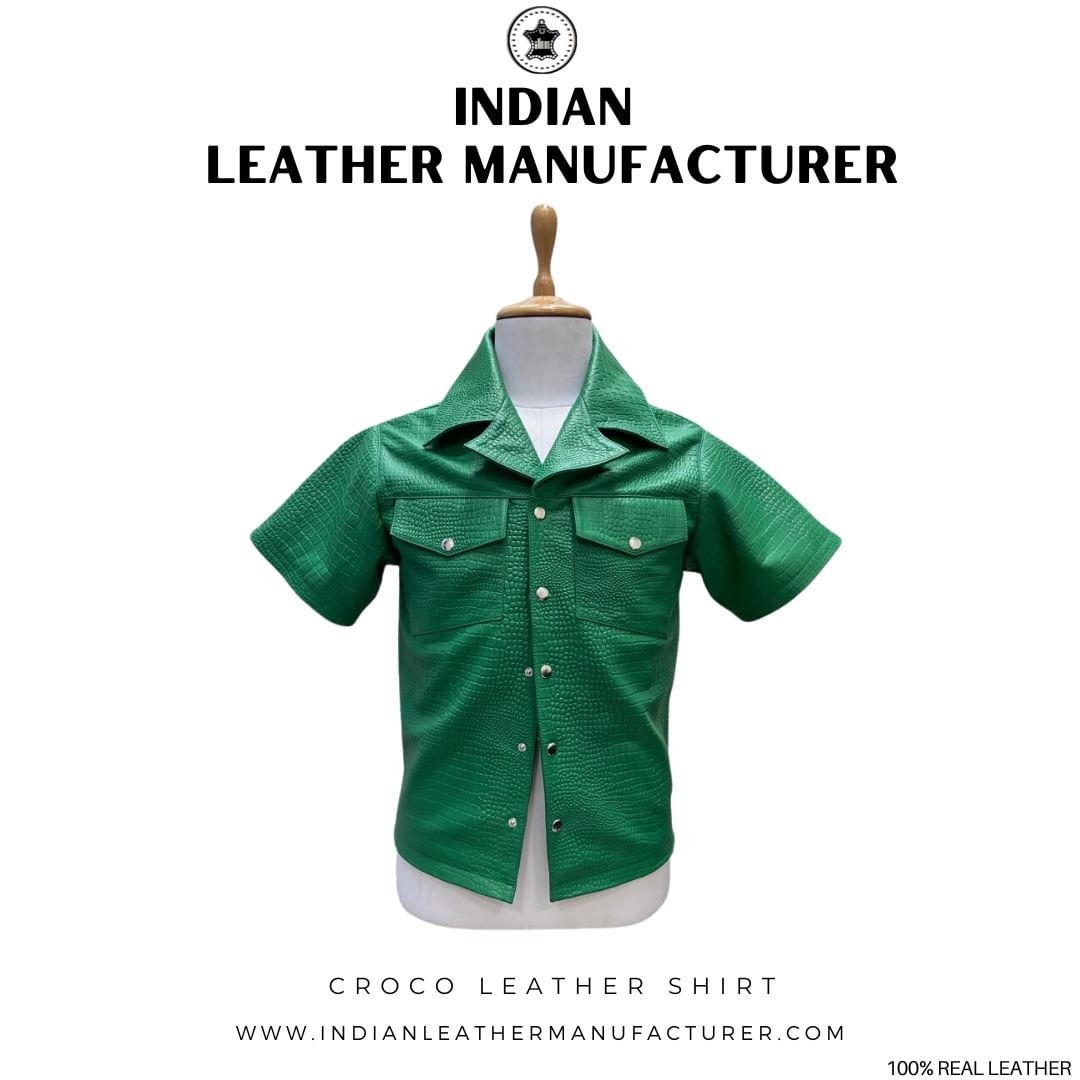 Embracing Sustainability:ILM's Green Croco Leather Shirt Unveiled