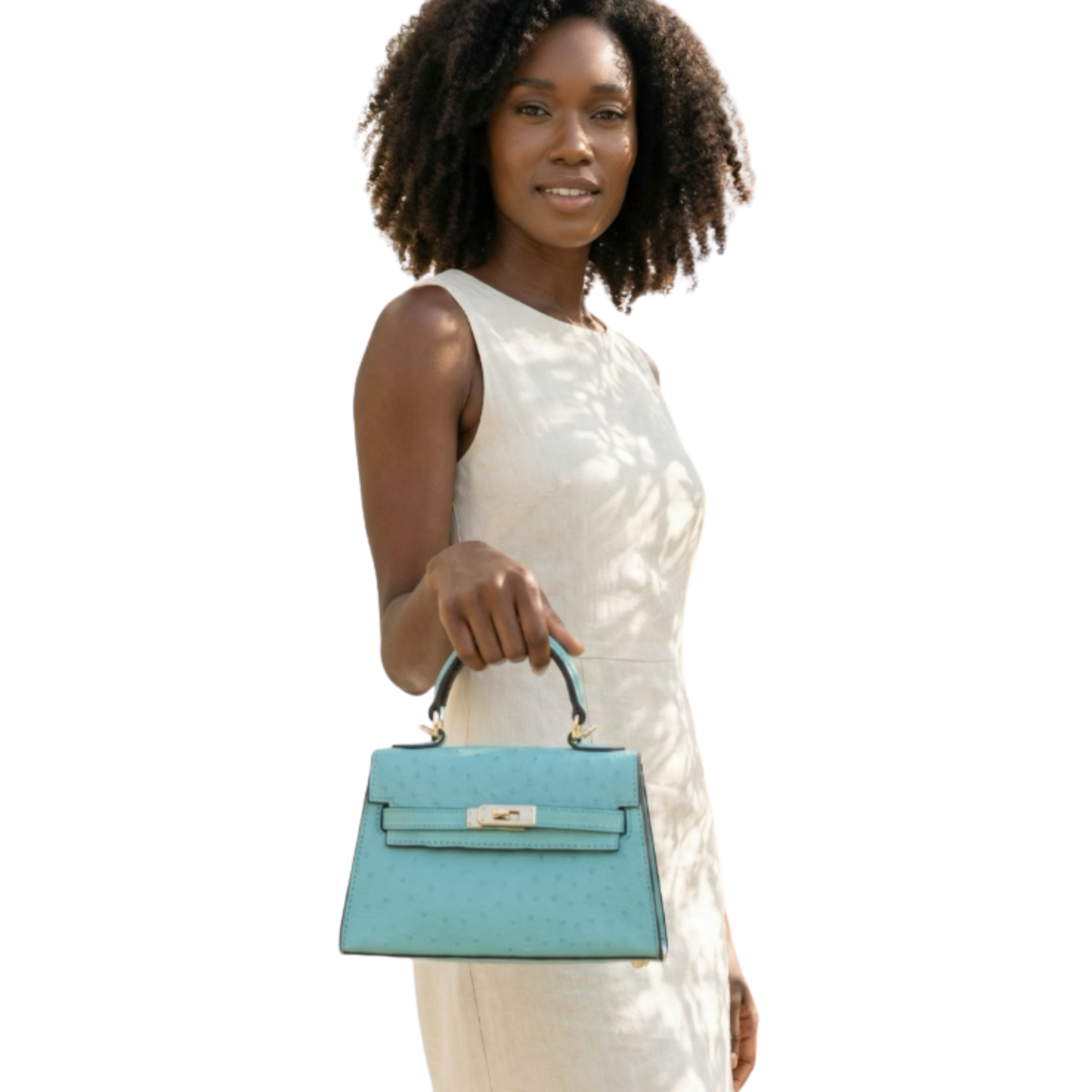 Ostrich Leather Mini Handbag
