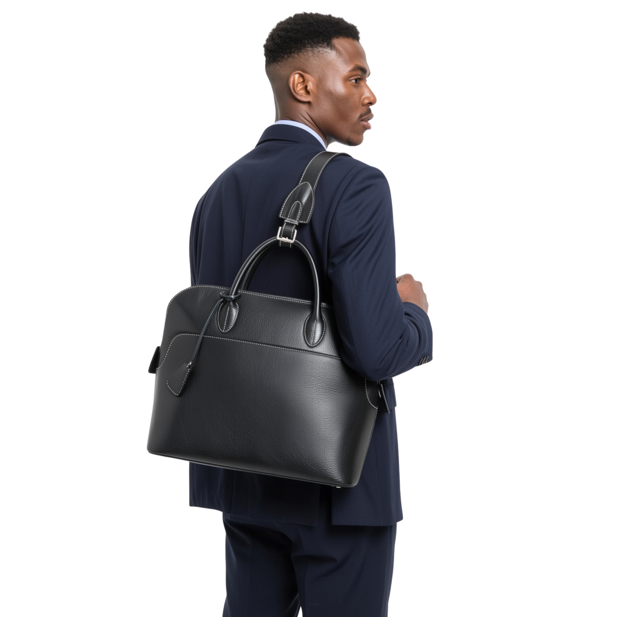 Natural Cow Black Leather Backpack