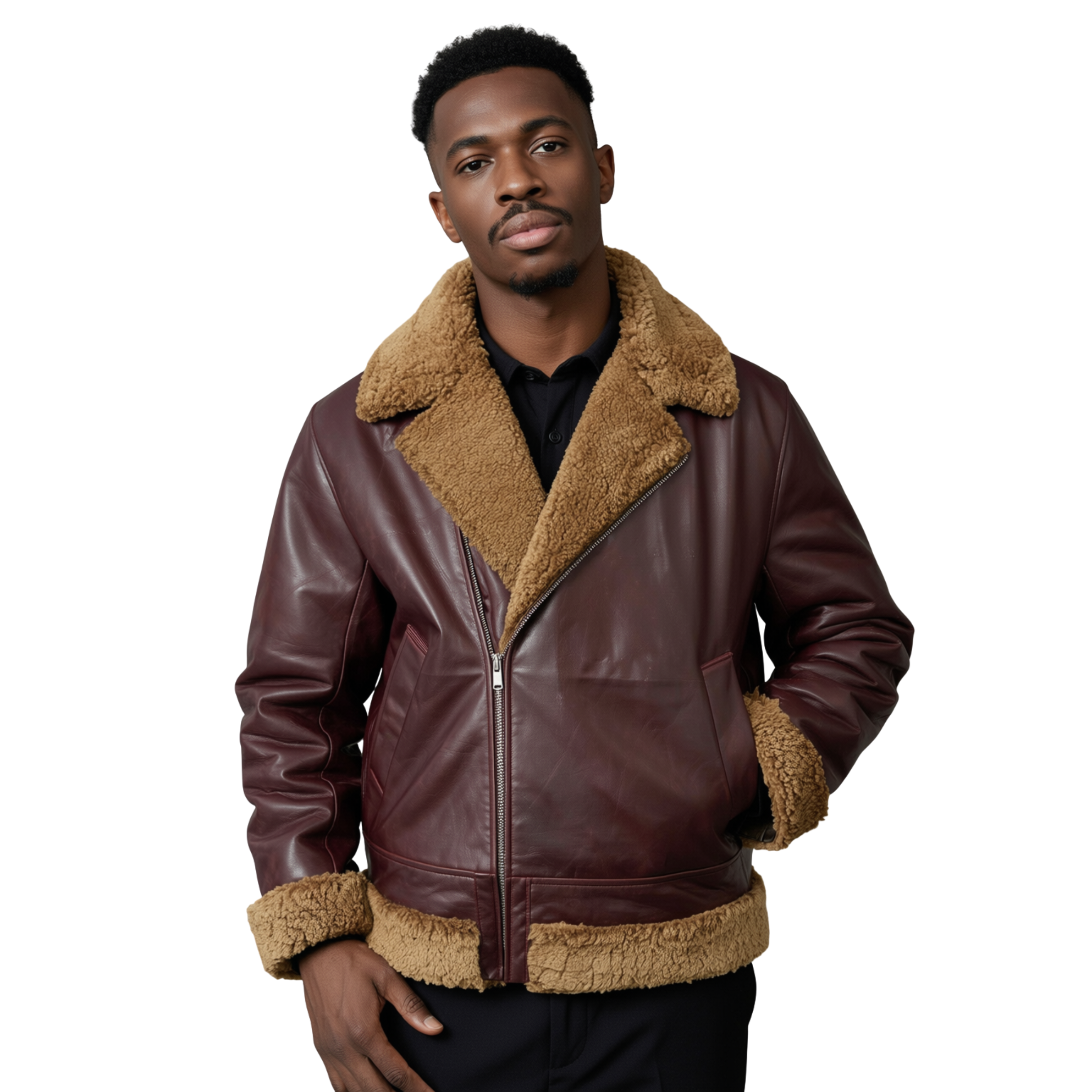 Brown Leather Shearling Jacket