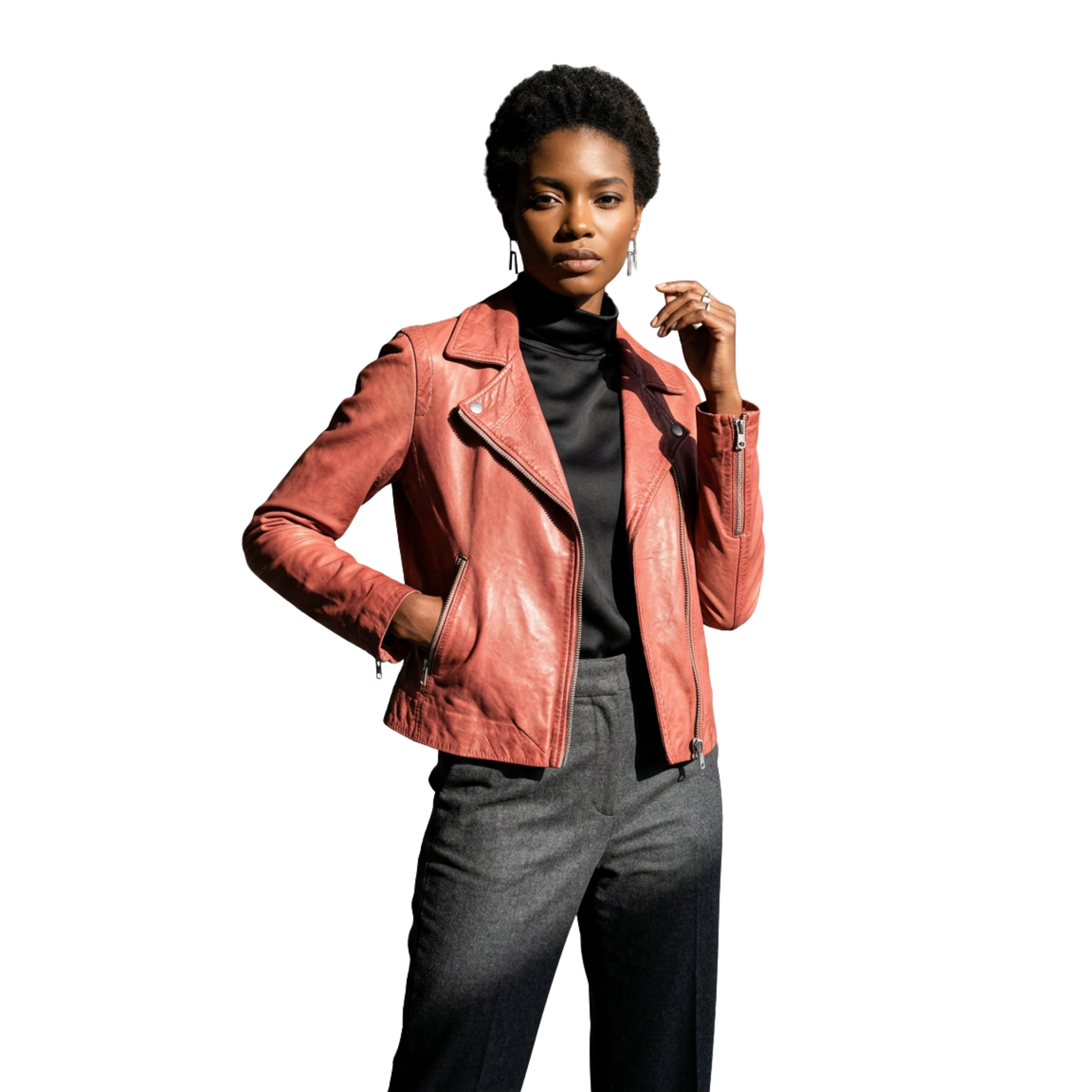 Red Leather Biker Jacket
