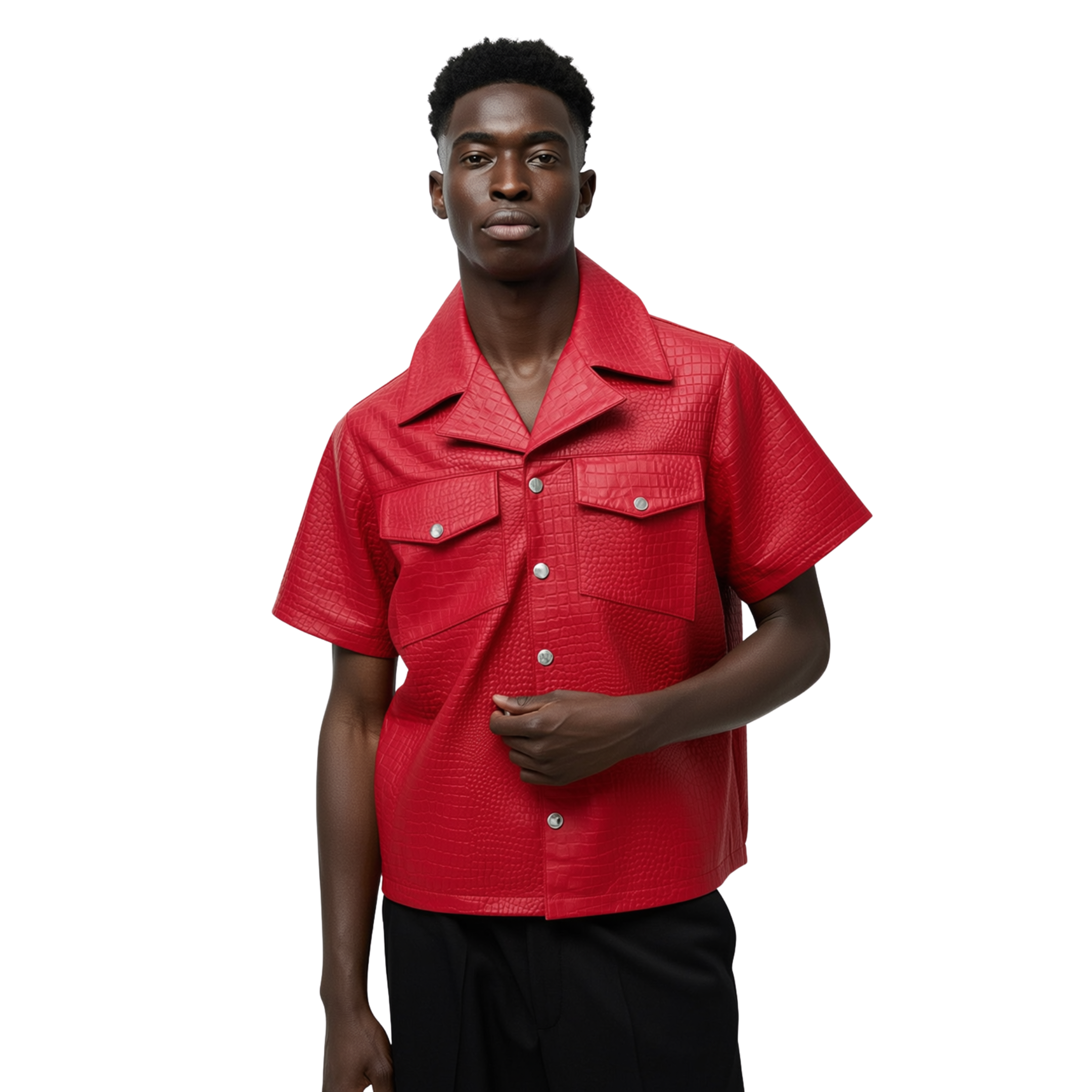 Red Croco Leather Shirt