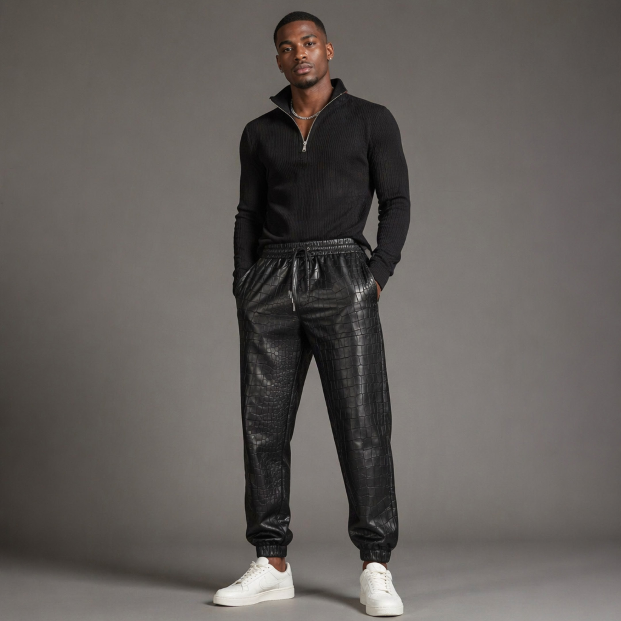 Croco Leather Joggers