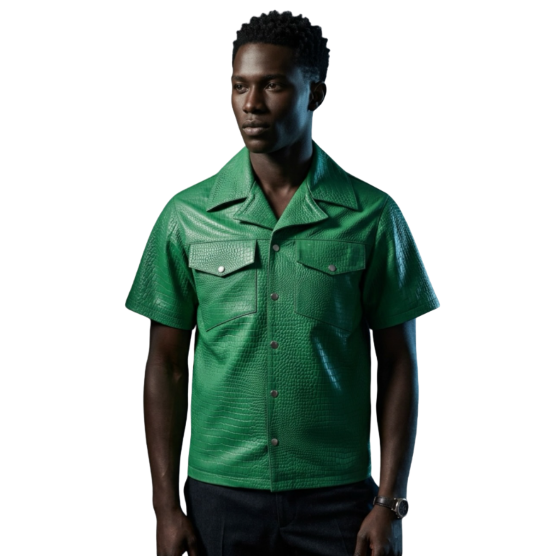 Leather Croco green half shirt