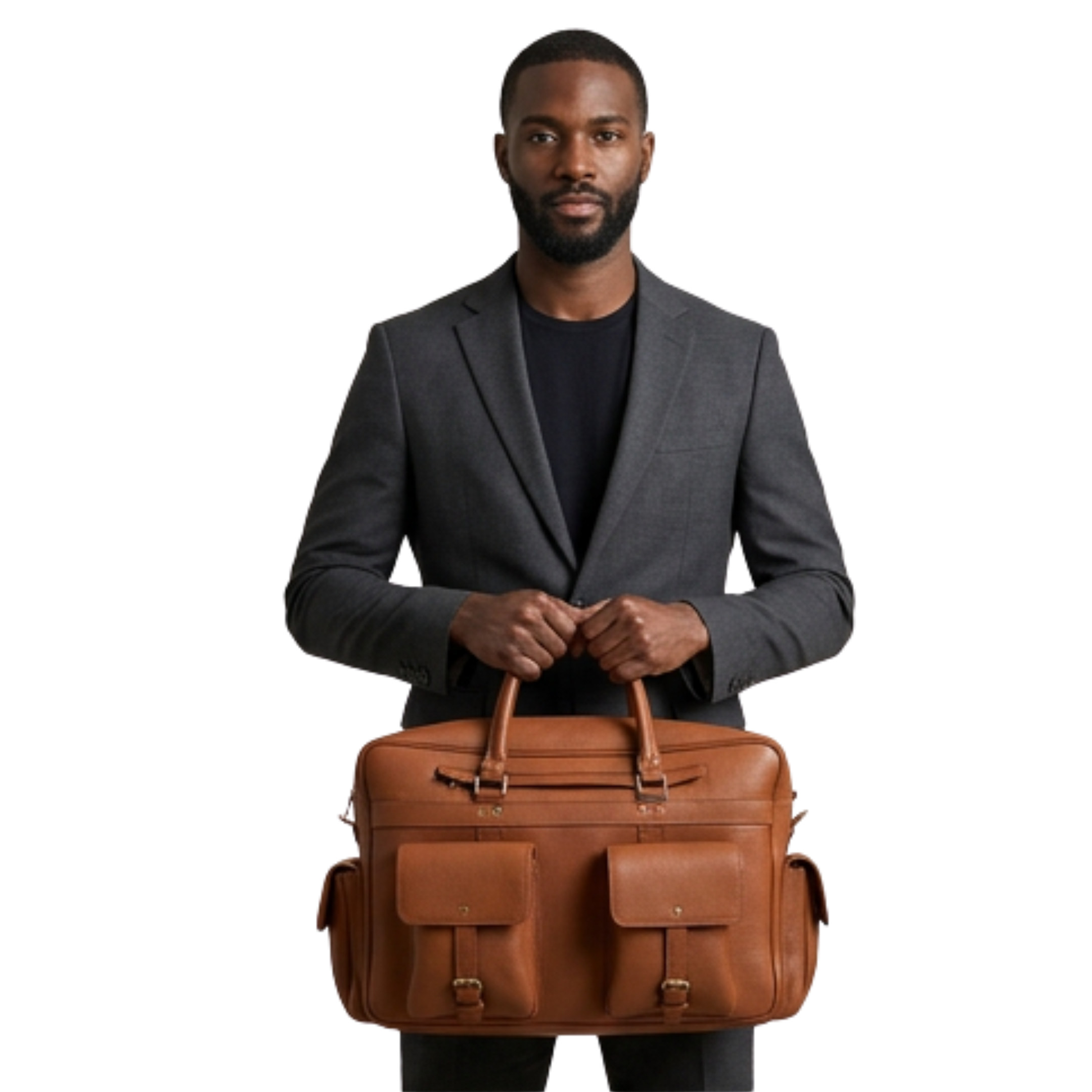 Brown Pebbled Leather Duffle Bag