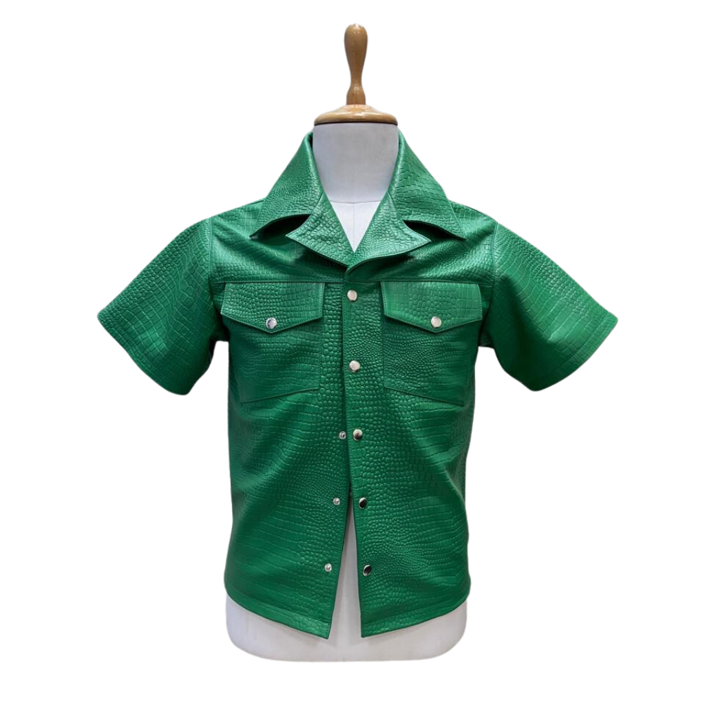 Leather Croco green half shirt