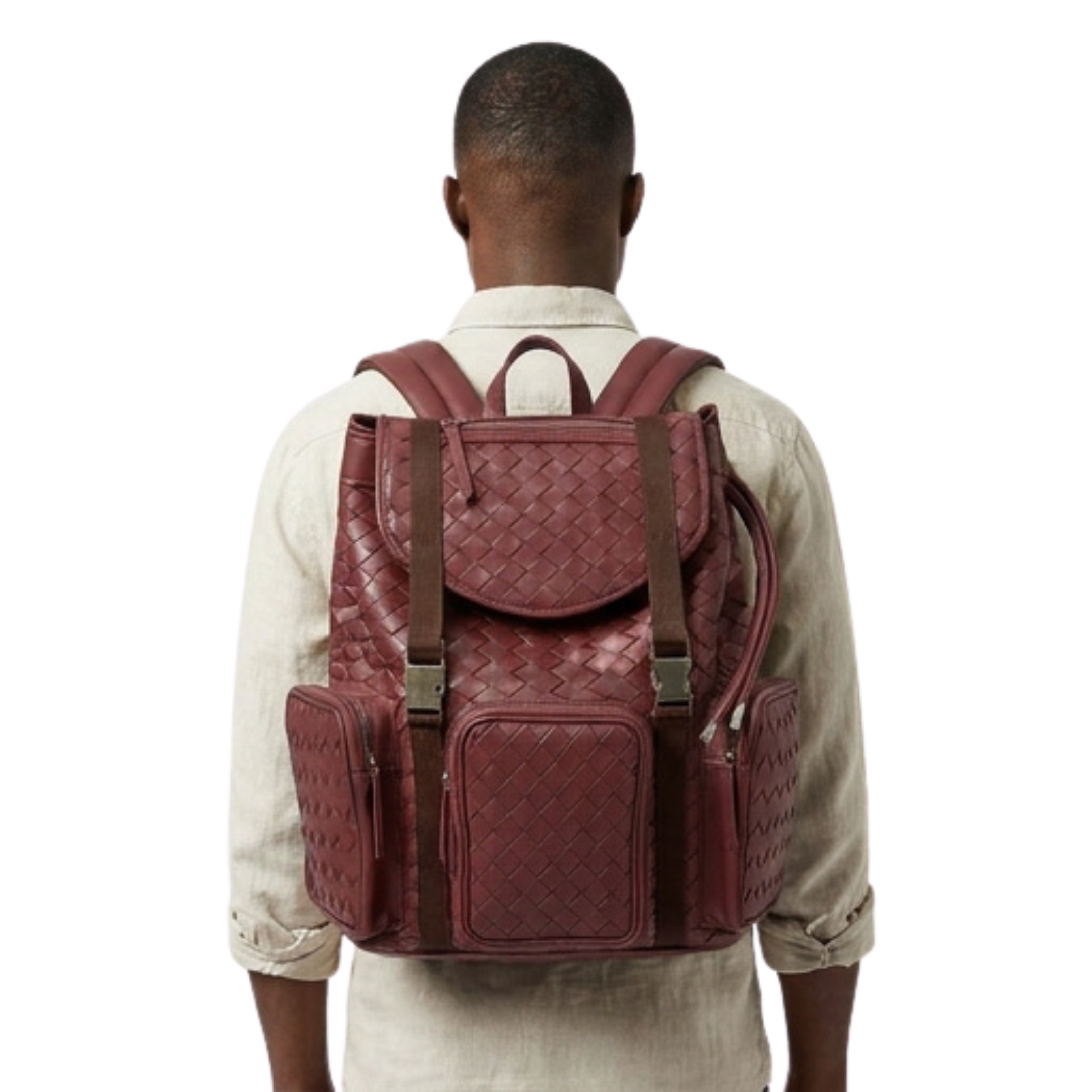 Weaved Barolo-Colored Backpack