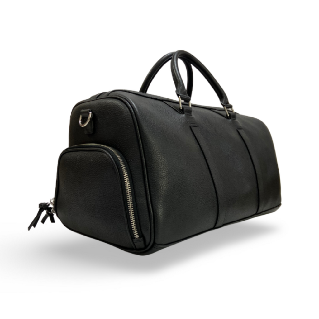 Black pebbled Leather Duffle Bag