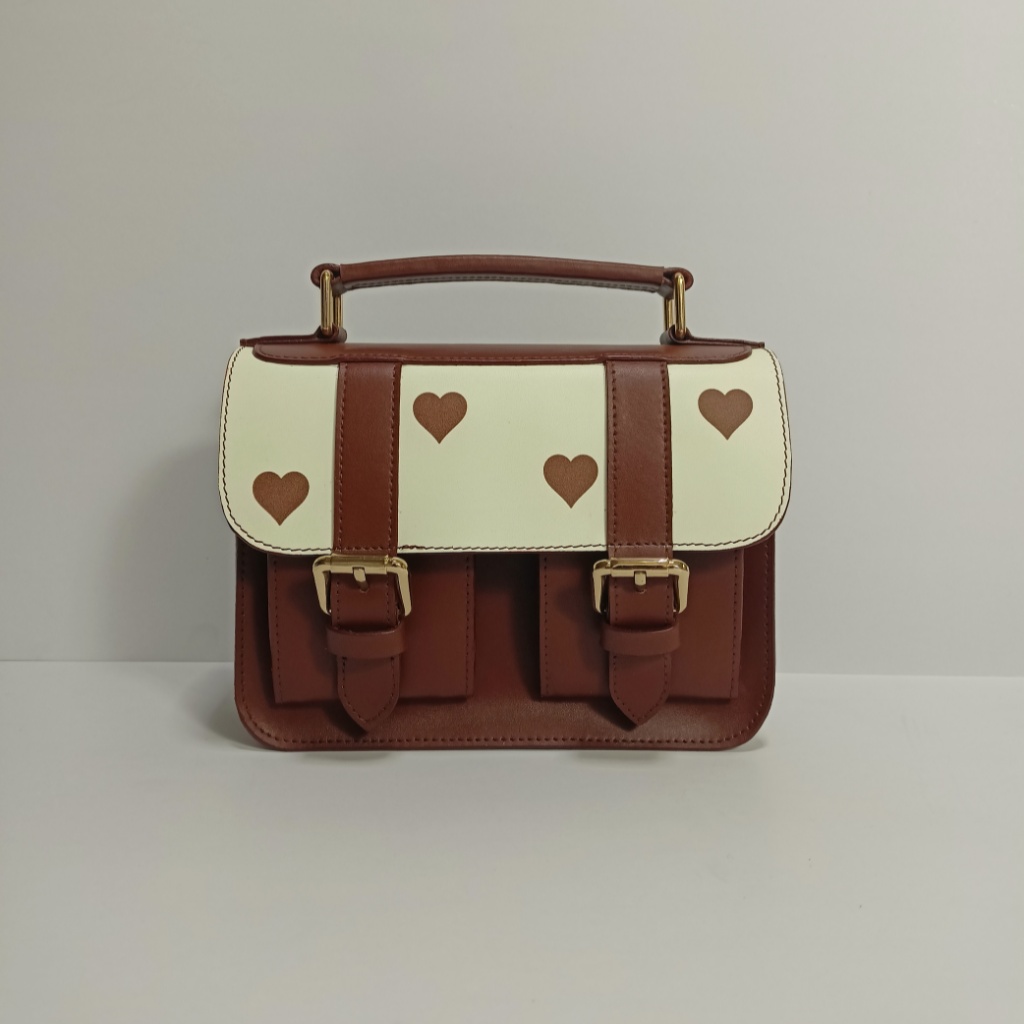 Heart Printed Leather Handbag