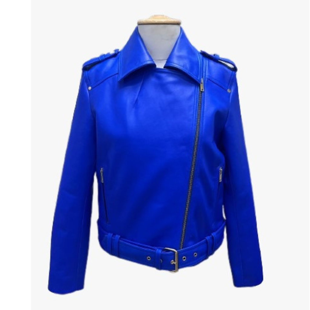 Luxury Blue Leather Jacket