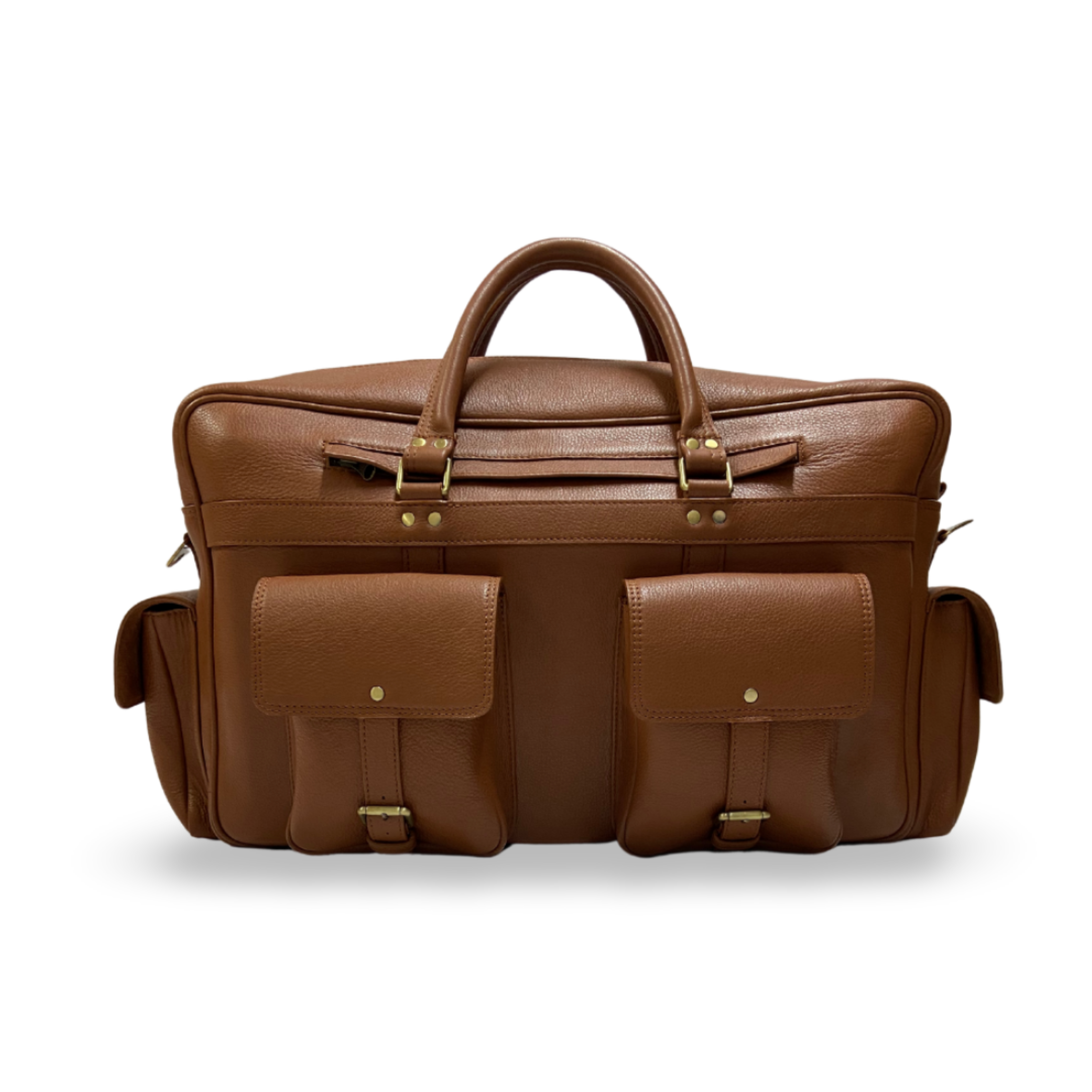 Brown Pebbled Leather Duffle Bag
