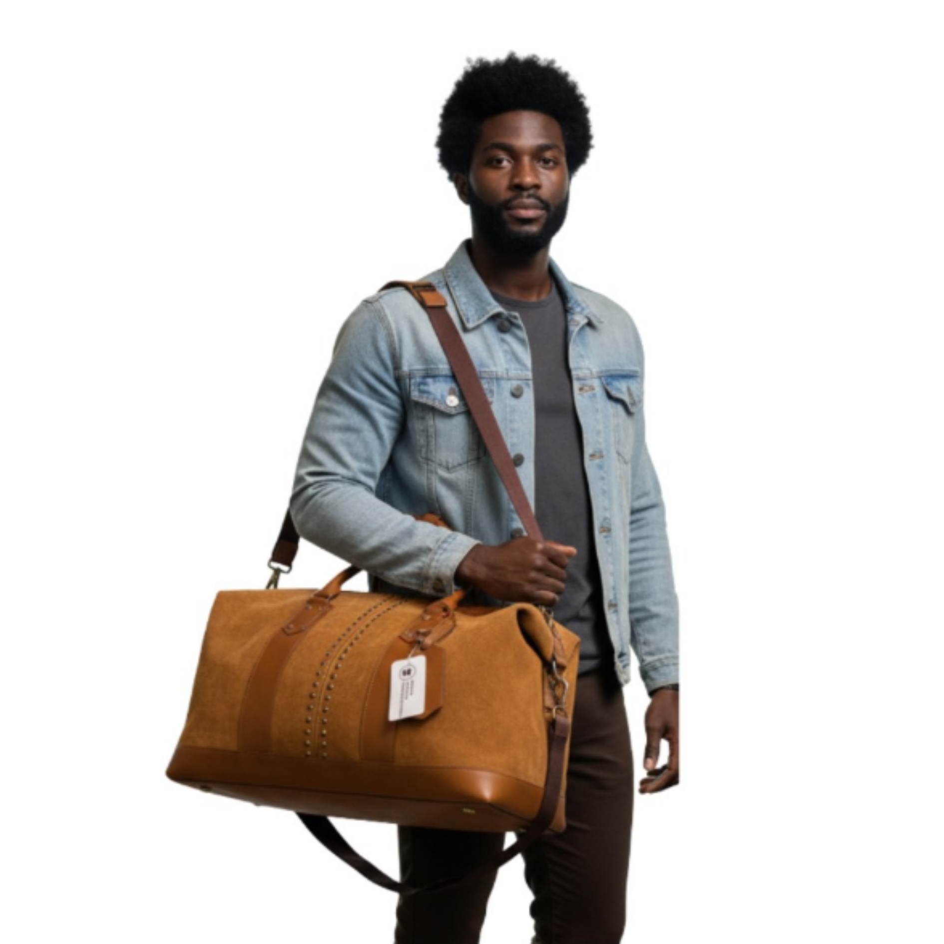 Studded Suede Duffel Bag