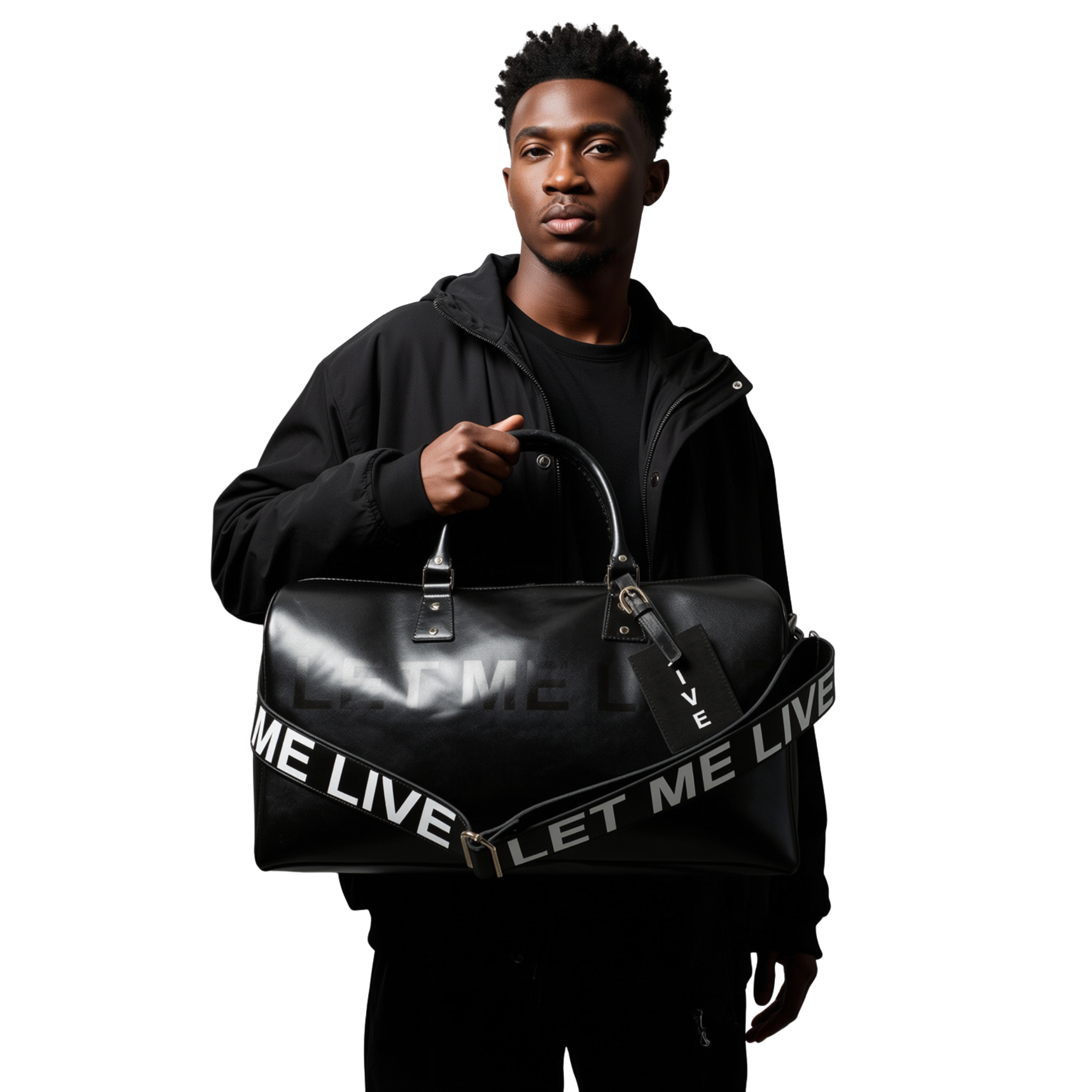 Printed Leather Duffle Bag