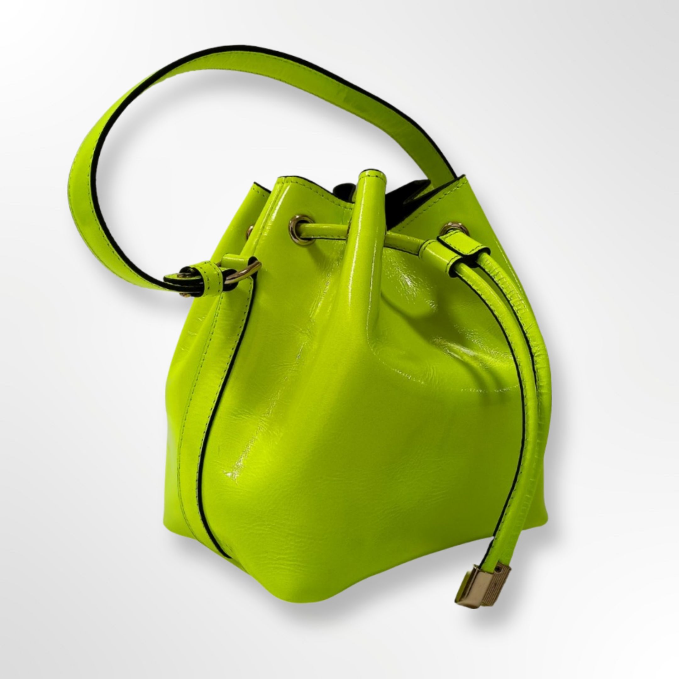 Neon Patent Leather Bucket Bag